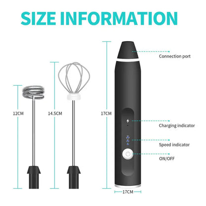 Electric Milk Frother Portable Egg Beater/Coffee Beater USB Rechargeable Handheld Coffee Blender Milk Shaker Mixer Foamer Food Blender