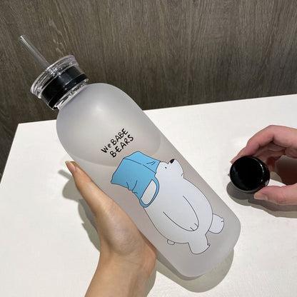 Cute Panda Bear 1L Water Bottle with Straw
