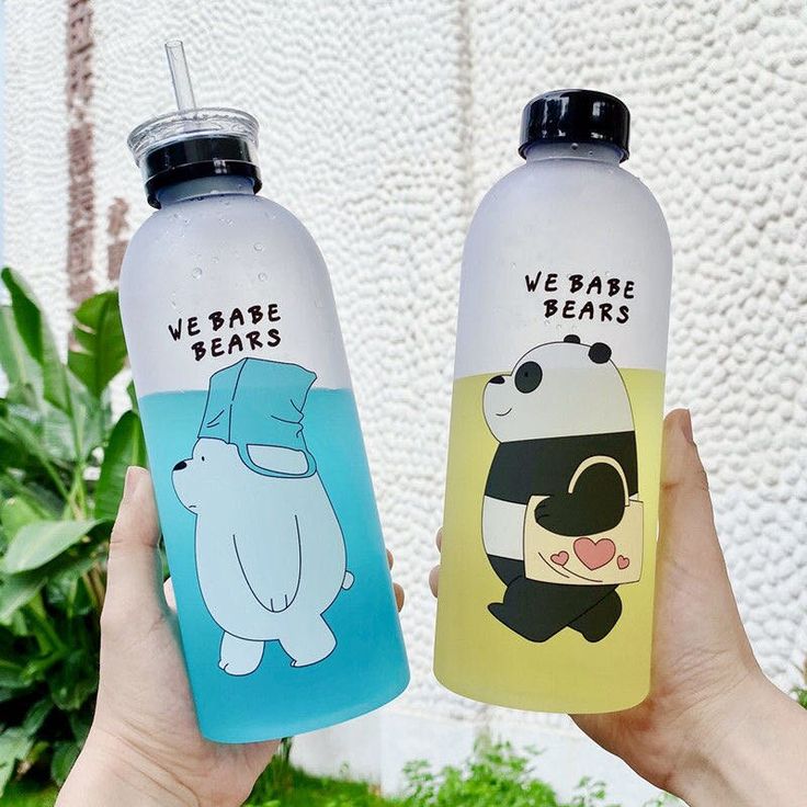 Cute Panda Bear 1L Water Bottle with Straw