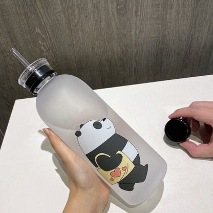 Cute Panda Bear 1L Water Bottle with Straw