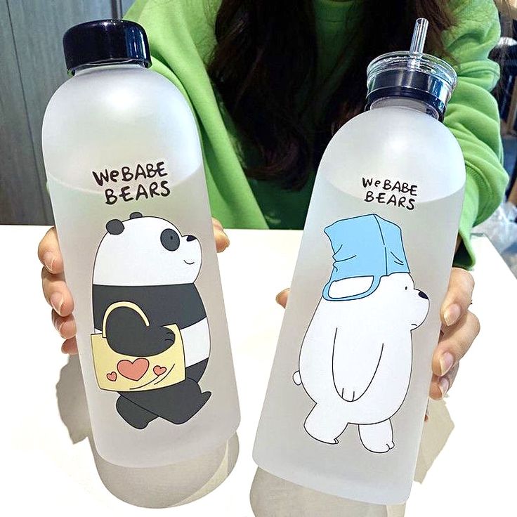 Cute Panda Bear 1L Water Bottle with Straw