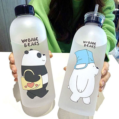 Cute Panda Bear 1L Water Bottle with Straw