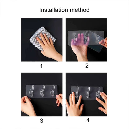 6 Hooks Hanging Sticker, Kitchen Storage Tools, Bathroom Hanger Storage Holder, Non-marking Strong Sticking Hanger