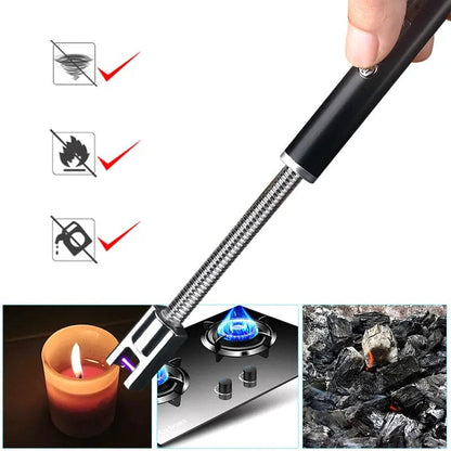 Electric Arc Lighter, Useful BBQ Flameless Plasma ignitor, Outdoor Kitchen Lighter, Portable Electronic Lighter, 360 Degree Rotation Lighter, Extended Stove Lighter, Electric Long Lighter, Plasma Grill Lighter, Long USB Rechargeable Arc Lighter